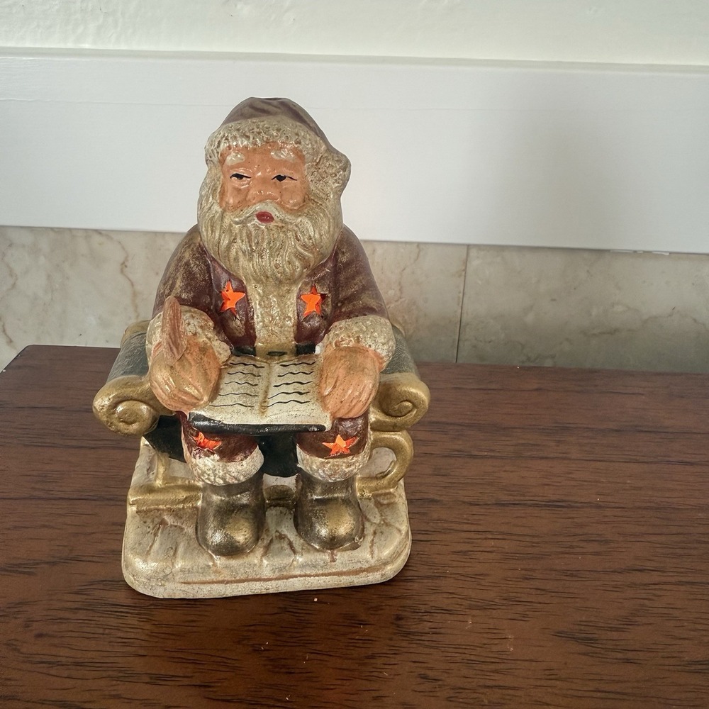 Santa Decoration Ceramic Vintage Christmas Village Naughty Nice List